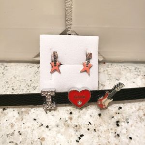 Guitar bracelet and earrings.